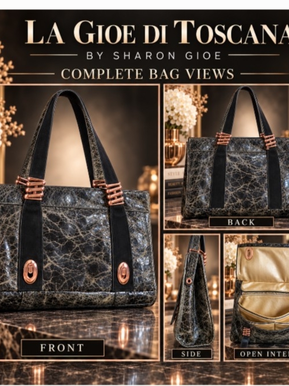 Vintage Y2K La Gioe di Toscana Leather Suede Rose Gold Handbag NWT